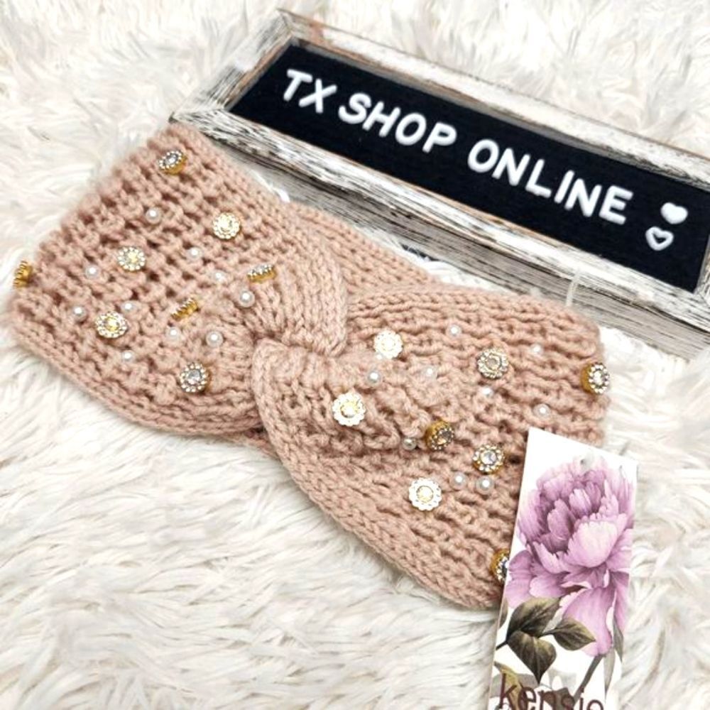 Kensie Jeweled Knit Headband NWT - Picture 3 of 3